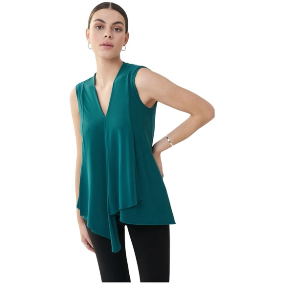 Joseph Ribkoff Tops - JOSEPH RIBKOFF Rainforest Sleeveless Vee Neck Popover Asymetrical Hem Sz 18